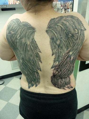 Creative Wings Tattoo Design on Back