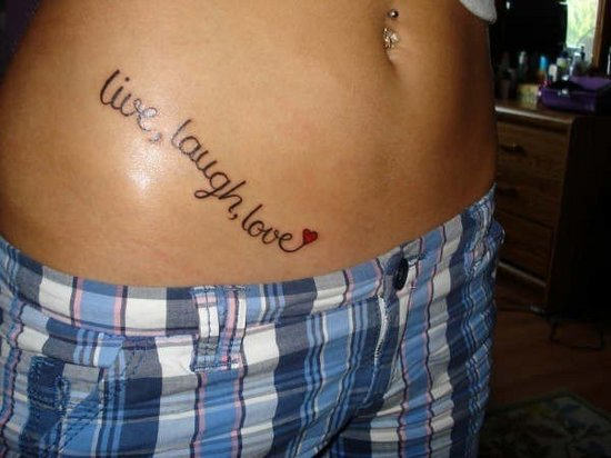 Live Laugh Love Tattoo and Navel Piercing