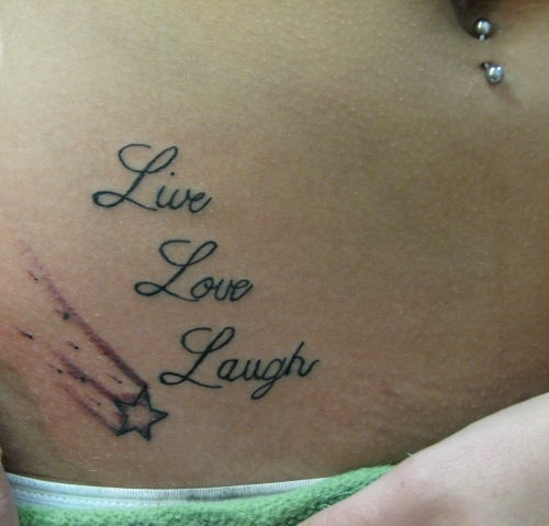 Live Laugh Love Tattoo on Waist