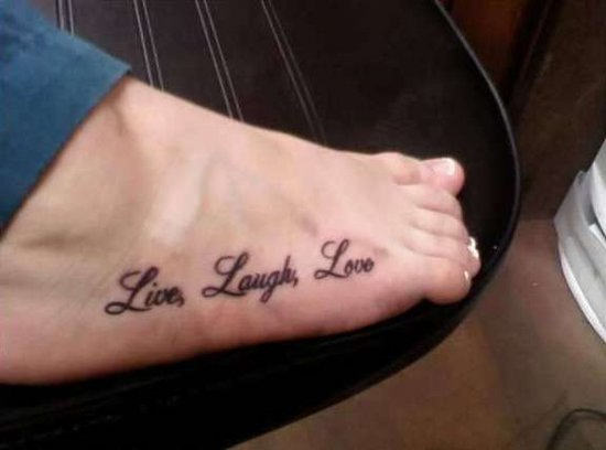 Live Laugh Love Tattoo Design on Foot