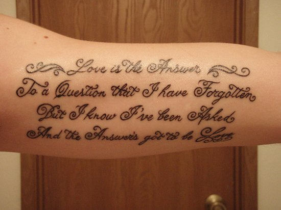 Wording About Love Tattoo