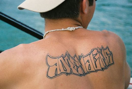 Stylish Word Tattoo on Back