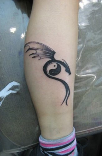 Elegant Yin Yang Tattoo on Leg