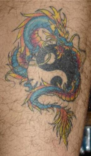 Dragon And Fire Yin Yang Tattoo