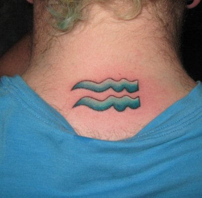 Aquarius Symbol Tattoo on Nape