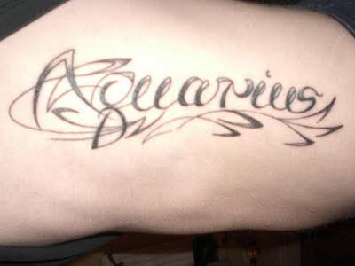 Aquarius Word Tattoo Design