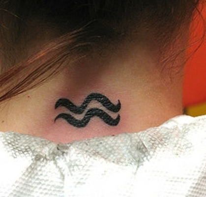 Aquarius Symbol Tattoo on Nape