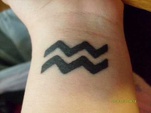 Aquarius Symbol on Wrist