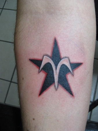 Star and Aries Symbol Tattoo
