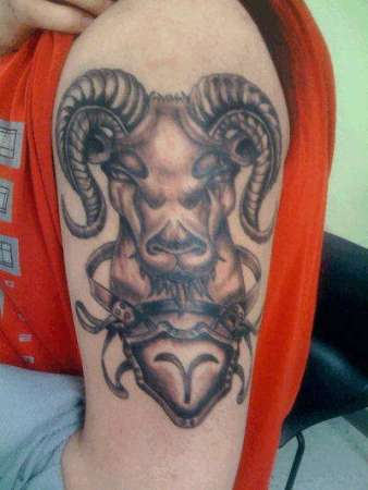 Beautiful Aries Sign Tattoo on Bicep
