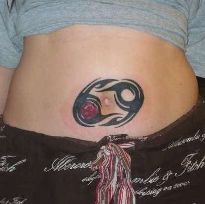 Cancer Symbol Tattoo on Waist