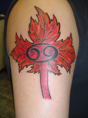 Cancer Symbol Tattoo on Bicep