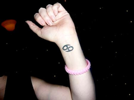 Cancer Symbol Tattoo on Wrist