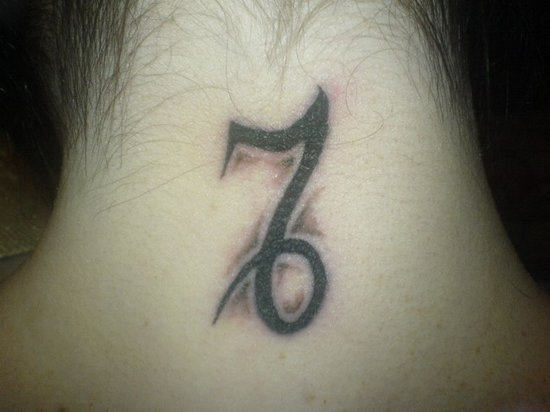 Capricorn Symbol Tattoo on Nape