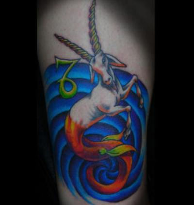 Colorful Capricorn Tattoo