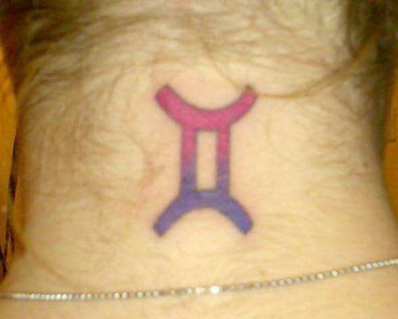 Colorful Gemini Tattoo on Nape