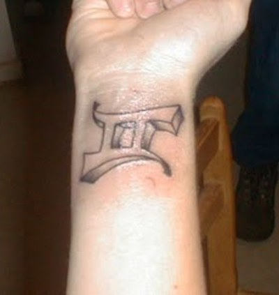 Gemini Symbol Tattoo Design on Wrist