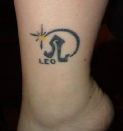 Leo Tattoo Design on Leg