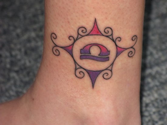 Libra Tattoo Symbol on Leg