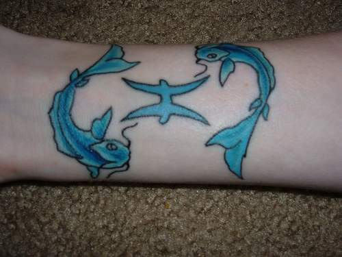 Pisces Sign and Symbol Tattoo Design