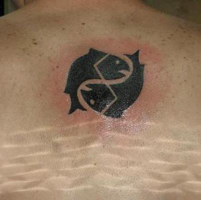 Pisces Sign Tattoo Design on Back
