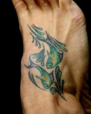 Pisces Sign Tattoo Design on Foot