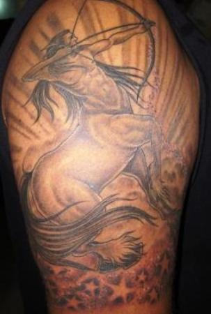 Cool Sagittarius Tattoo on Bicep