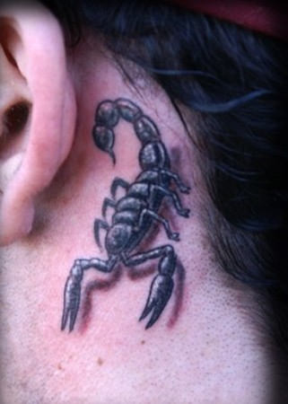 Scorpio Tattoo on back of Ear