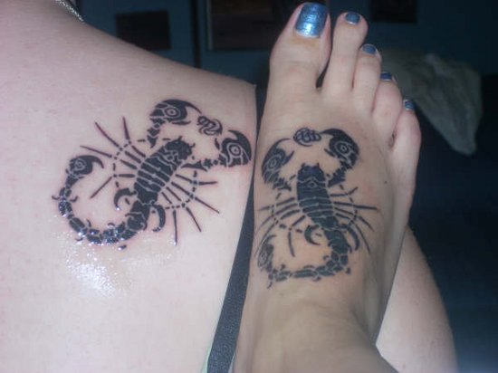 Friends Showing Scorpio Tattoo Design