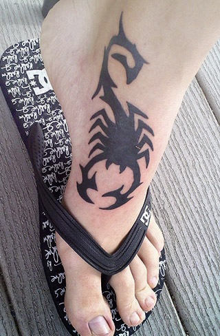 Tribal Scorpion Tattoo Design on Foot