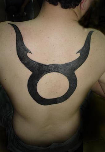 Taurus Symbol Tattoo on Back