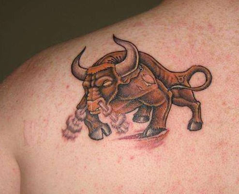 Bull Tattoo on Shoulder