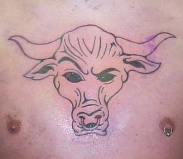Bull Tattoo Design on Chest