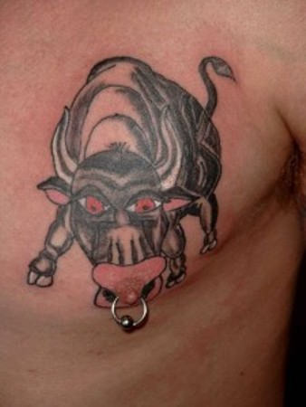 Angry Bull Tattoo along with Piercing
