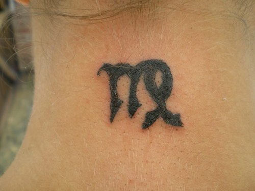 Virgo Tattoo Design on Neck