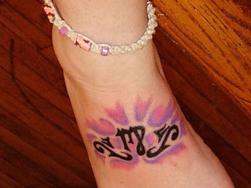 Colorful Virgo Tattoo Design on Foot