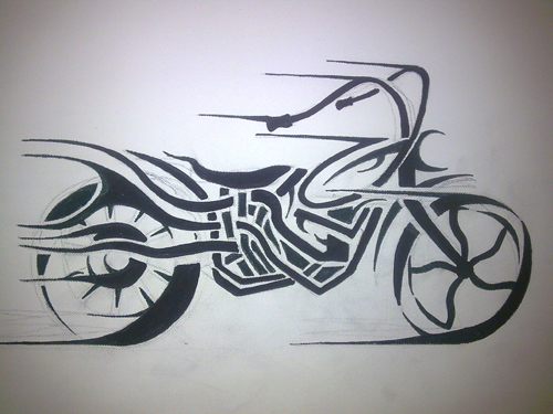 Tribal Motorcycle Tattoo Design