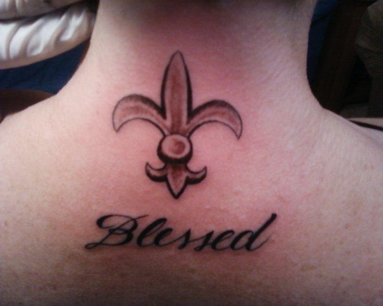 Fleur de lis blessed word tattoo