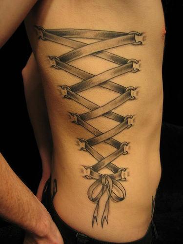 Corset Tattoo on Ribs