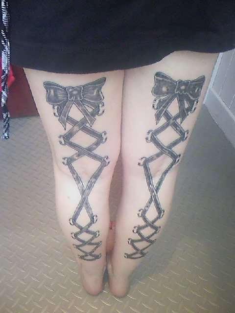 Corset Tattoo on Legs