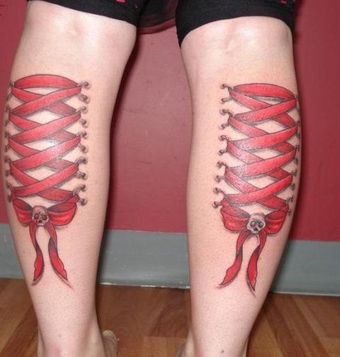 Corset Tattoo Design on Legs