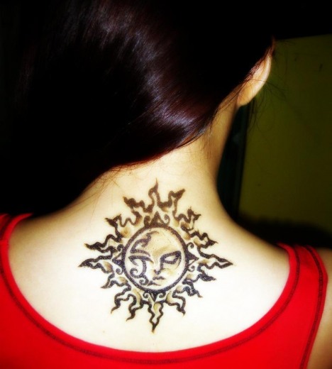 Tribal Sun Tattoo on Nape