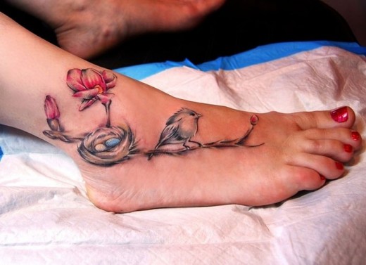 Bird Nest Tattoo On Ankle