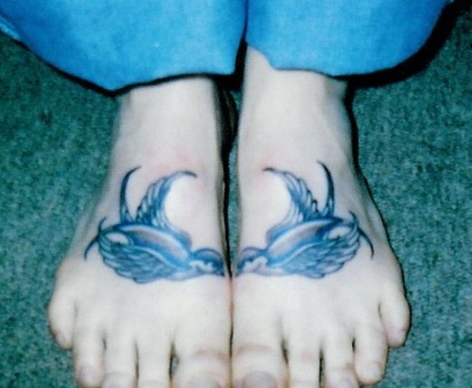 Blue Birds Tattoo On Feet