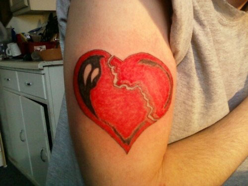 Broken Heart Tattoo On Shoulder