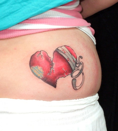 Broken Heart Tattoo On Waist