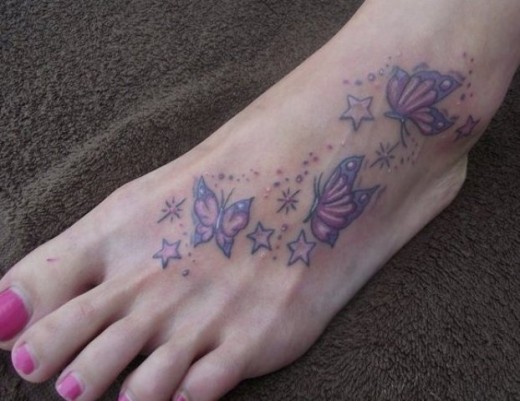 Butterflies Tattoo On Foot
