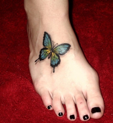 Beautiful Butterfly Tattoo On Foot