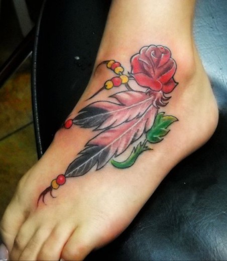 Charming Flower Tattoo On Foot
