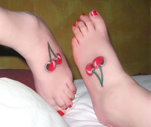 Cherries Tattoo On Feet